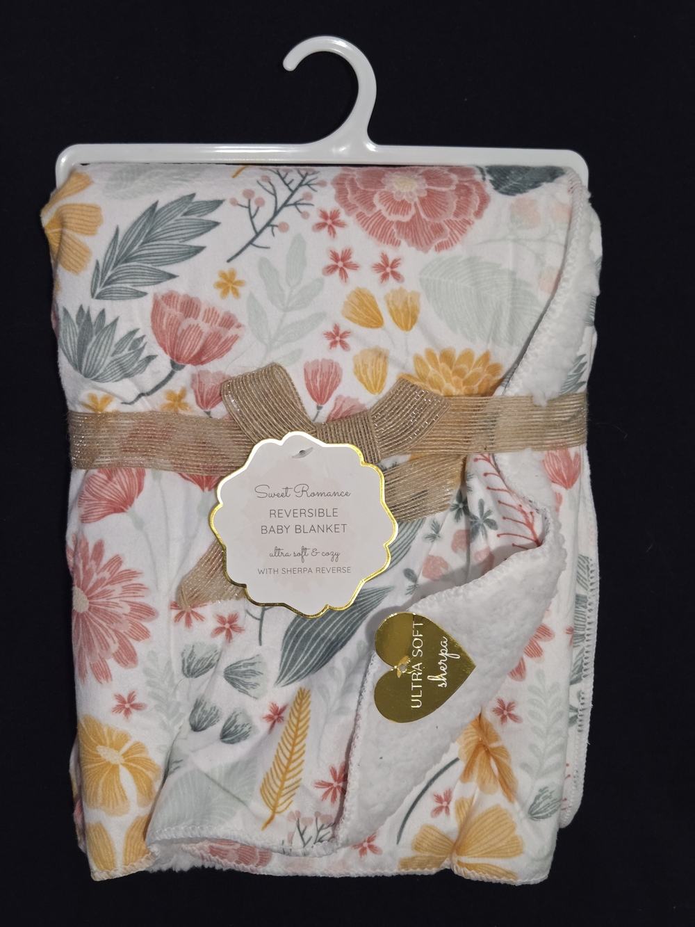 Sweet Romance Reversible Sherpa Baby Blanket,  New